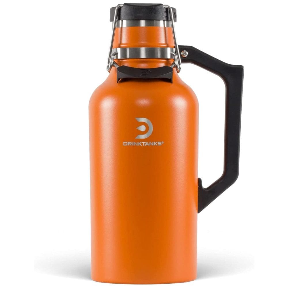 DrinkTanks Cooler Portátil para Garrafas de cerveja com Isolamento Duplo, Aço Inox, Laranja