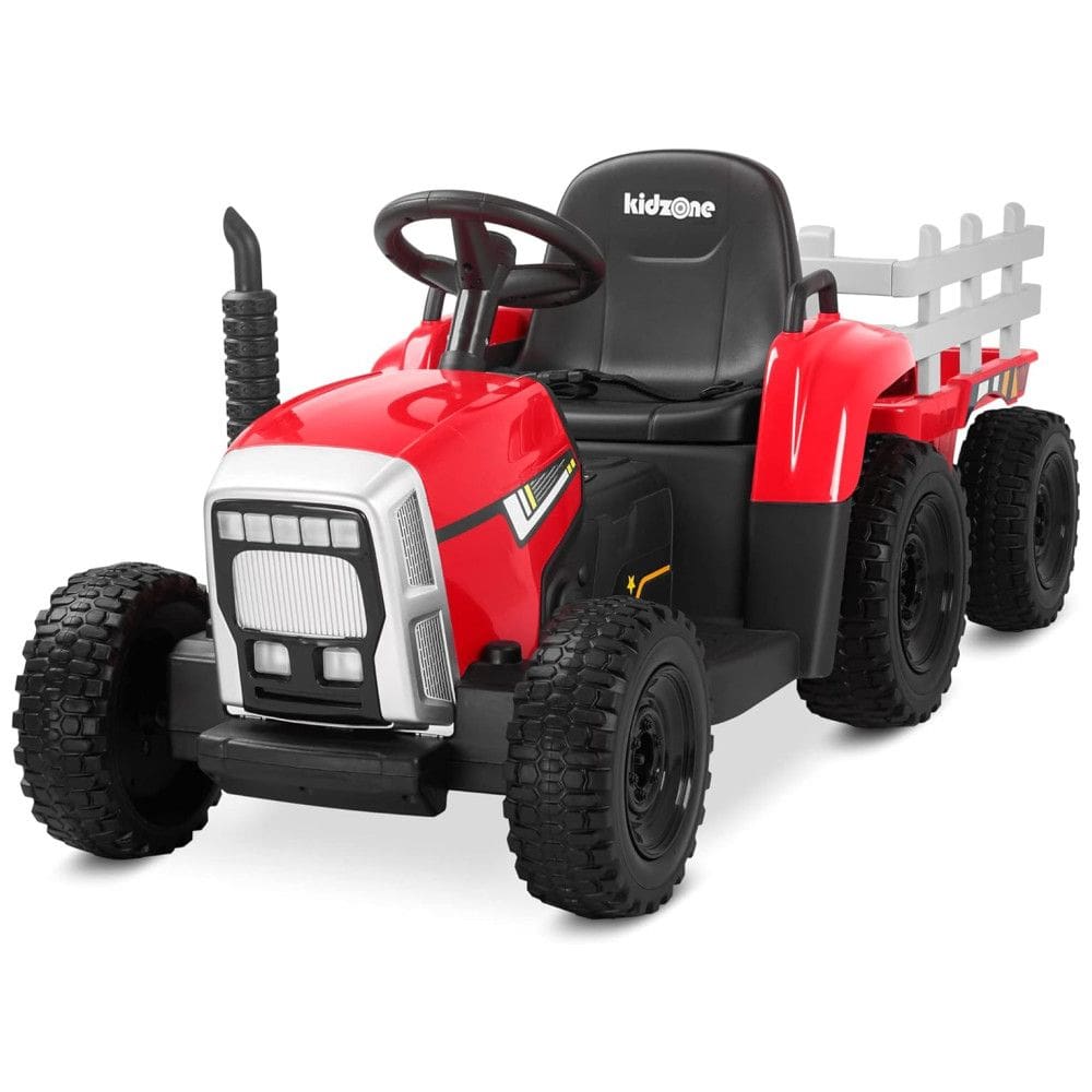 Trator Elétrico Infantil com Pneus de EVA e Motores Duplos de 35W, 12V 7AH, Kidzone, Vermelho
