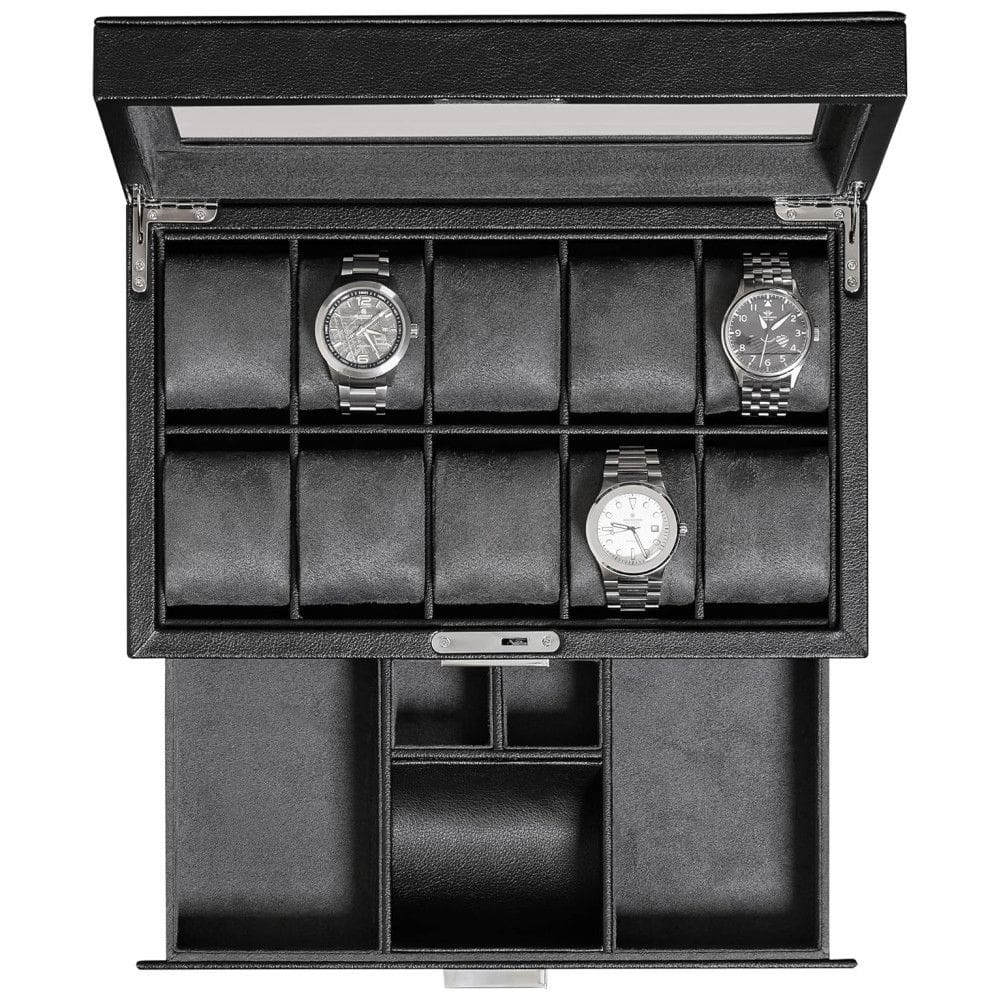 Caixa, Estojo para Relógios Protege e zena, 10 Lugares, ROTHWELL, Preto
