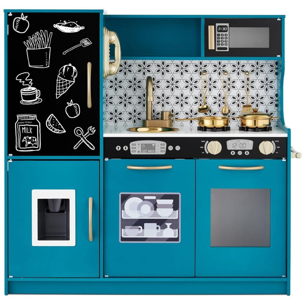 Cozinha Infantil com Design Realista, Telefone, Utensílios, Forno, Micro-Ondas e Pia para Crianças Acima de 3 Anos, Best Choice Products