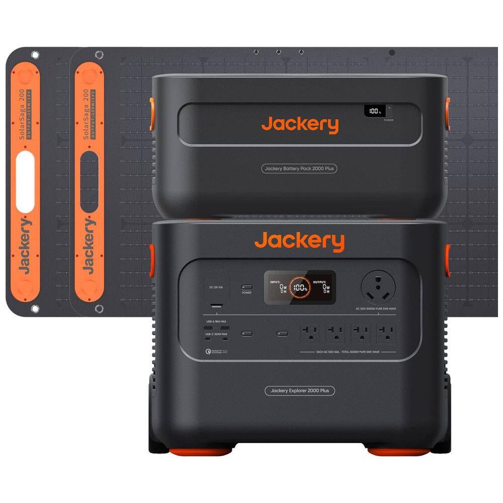 Kit Gerador de Energia Solar Explorer 2000 Plus com 2 Painel Solar 200W e Bateria Expansível 4085Wh, 110V, Jackery E2000 Plus