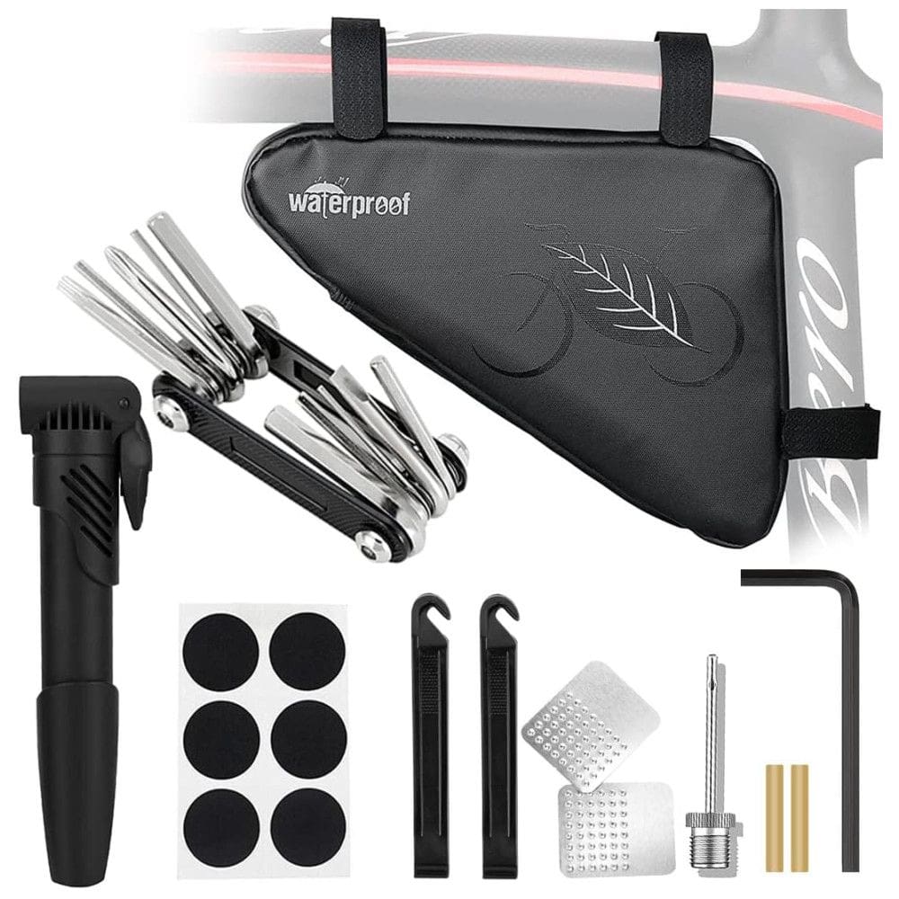 Kit de Reparo Emergencial de Bicicleta e Bolsa de Transporte, 11 Funções, WOTOW, Prateado