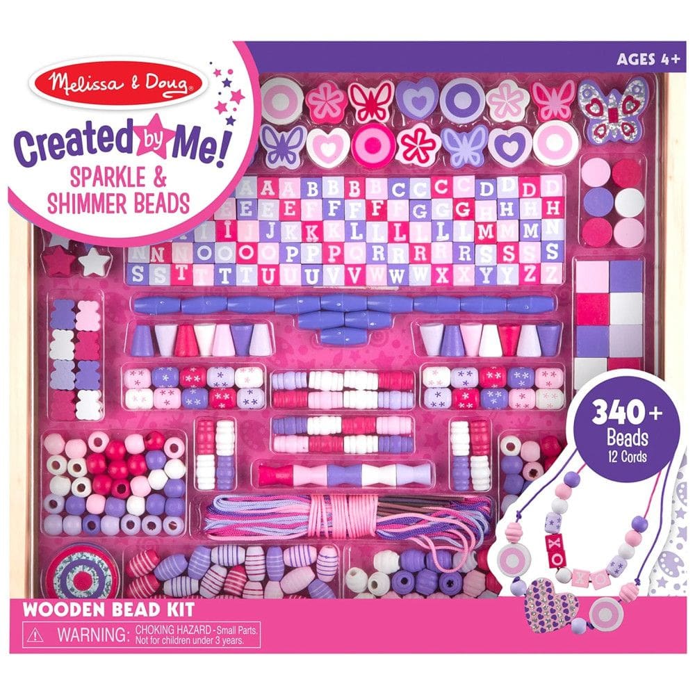 Kit de Artesanato Infantil de Madeira e Miçangas Brilhantes com 340 Peças para Crianças Acima de 3 Anos, Melissa & Doug