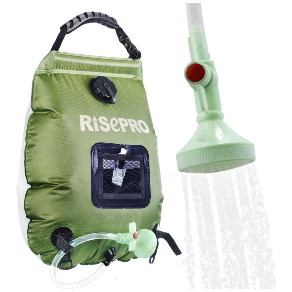 Chuveiro Portátil 20L com Bomba a Pressão e Mangueira para Acampamento, RISEPRO, Verde
