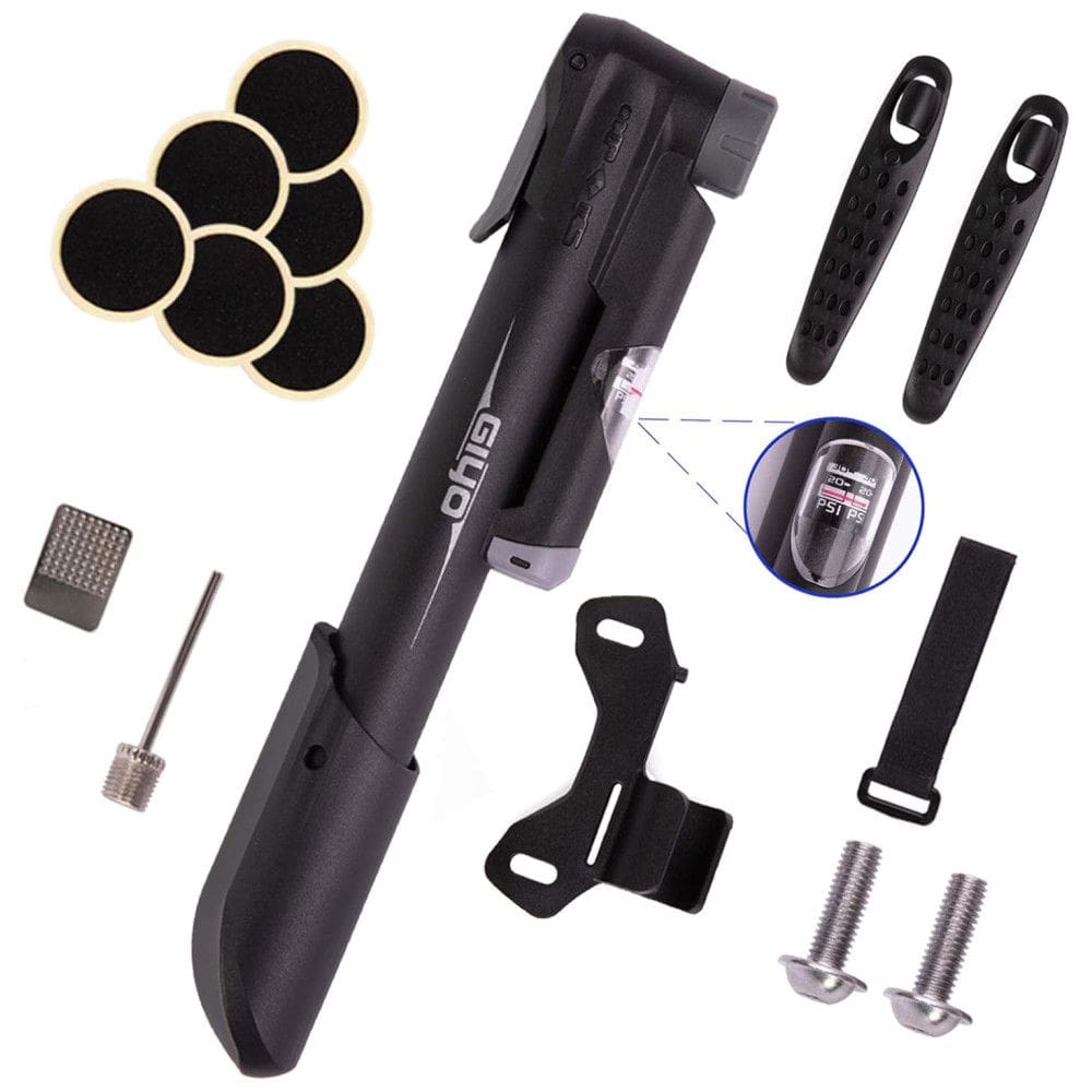 Bomba de Piso Ergonômica para Bicicleta com Medidor e Válvula Inteligente 120 PSI, GIYO, Preto