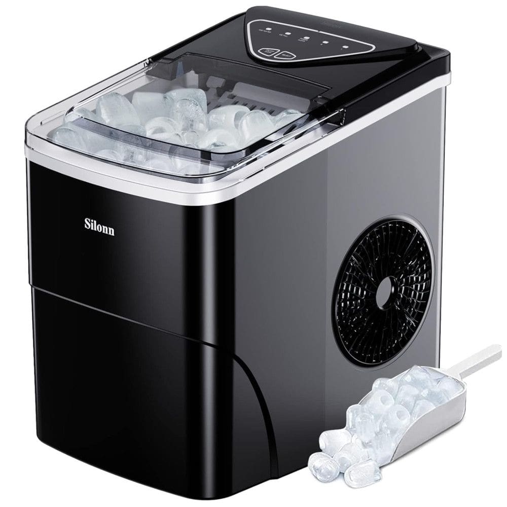 Máquina de Gelo Automática até 2Kg, H Aço Inoxidável com Painel de Controle, 160W, 110v, SILONN SLIM01B, Preto