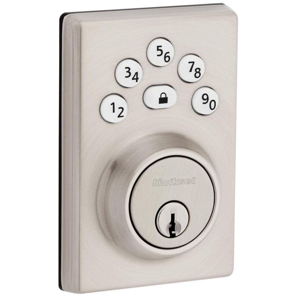 Fechadura sem chave de níquel acetinado Kwikset Powerbolt 9240CNT-15