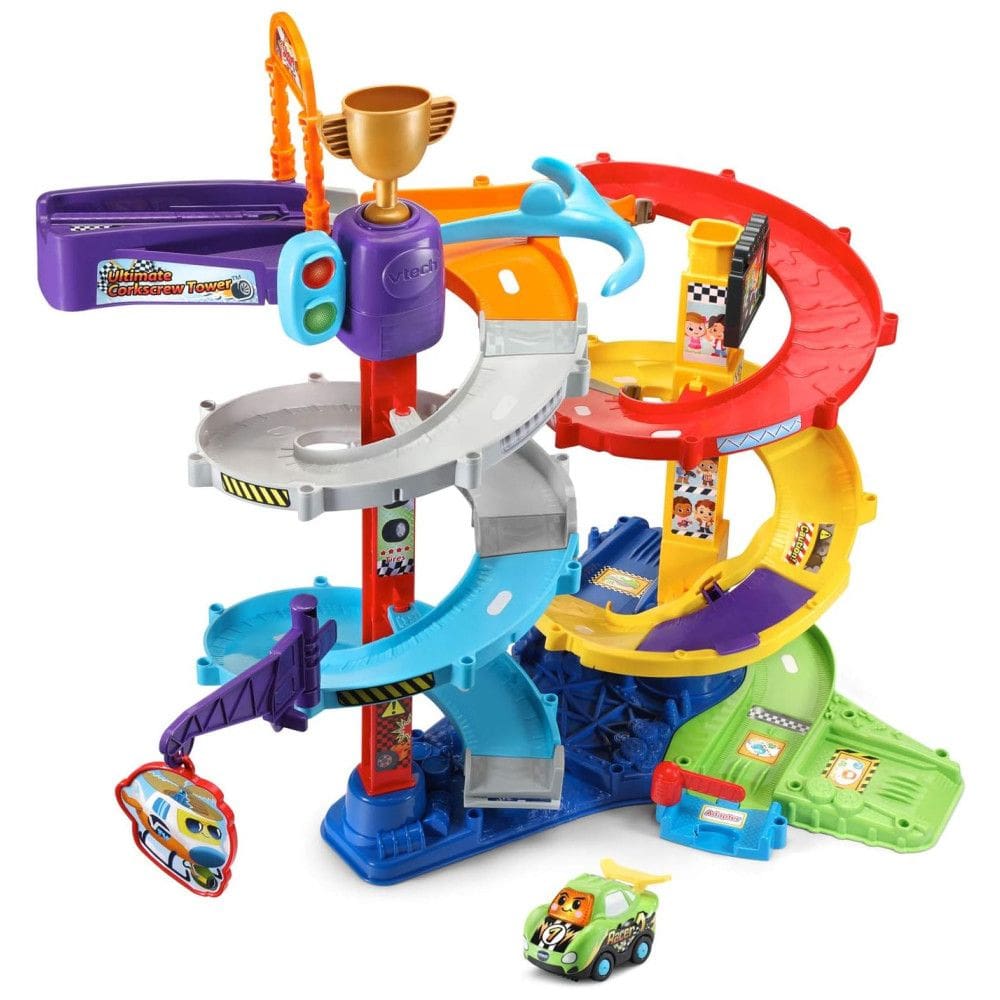 Playset Interativo de Corrida Torre de Saca Rolhas com Mais de 40 Músicas, Sons e Falas em Inglês, Inclui 1 Carro