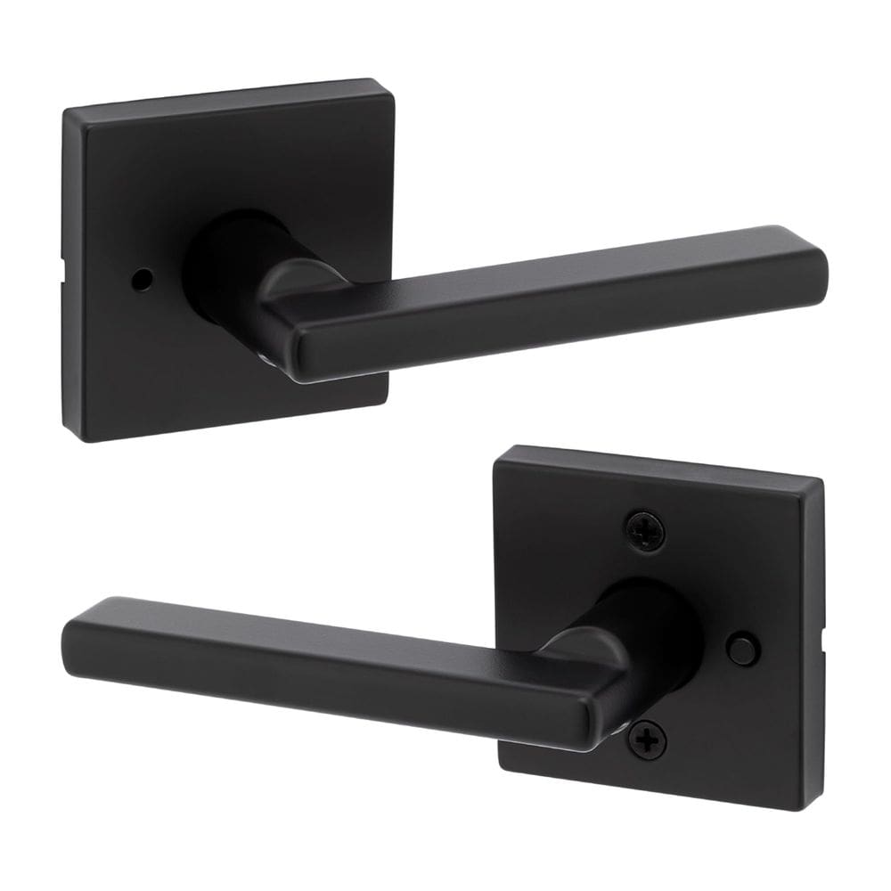 Maçaneta de porta Kwikset Halifax Privacy com fechadura preta fosca
