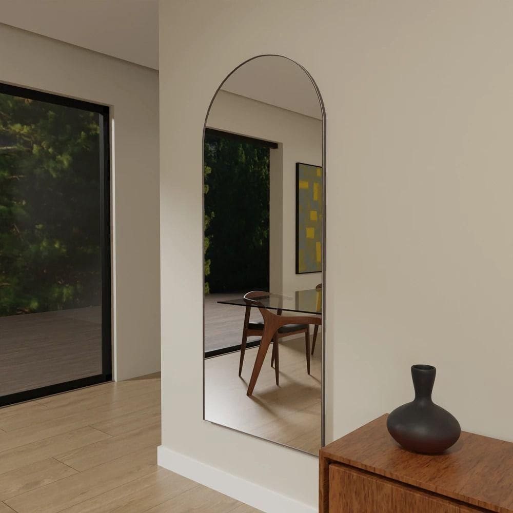 Espelho Janela Moldura em Couro 115cm 150cm 170cm Corpo Inteiro Luxo Com Suporte 150cm x 60cm