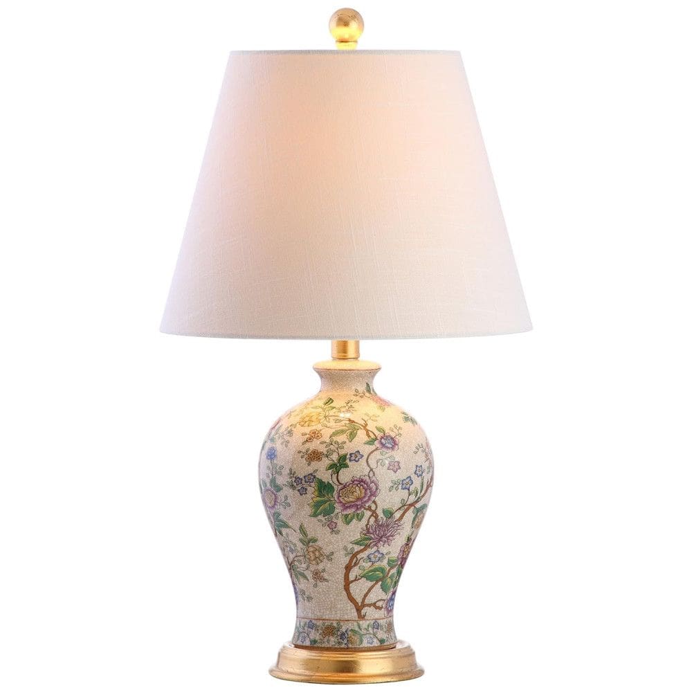 Abajur Luminária de Mesa Classic Cottage com 60 cm de Altura para Quarto, Sala de Estar, Escritório e Estante, 110V 100W, JONATHAN Y, Floral