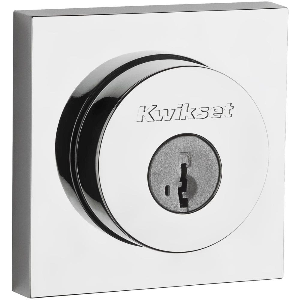 Lock Kwikset Halifax Square Rose Deadbolt cromado polido