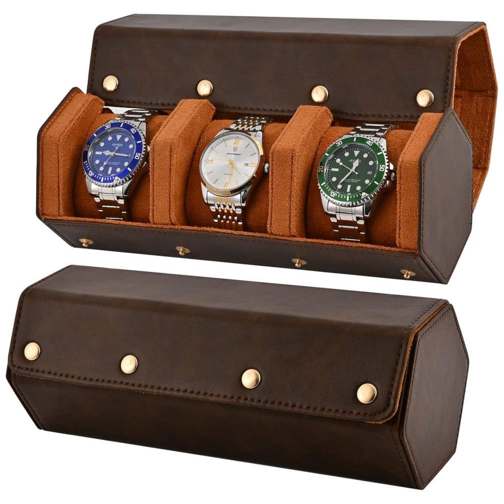 ROSELLE Caixa, Estojo para Relógios Protege e zena, 3 Lugares, Marrom