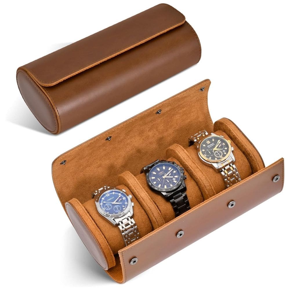 Caixa, Estojo para Relógios Protege e zena, 3 Lugares, ROSELLE, Marrom