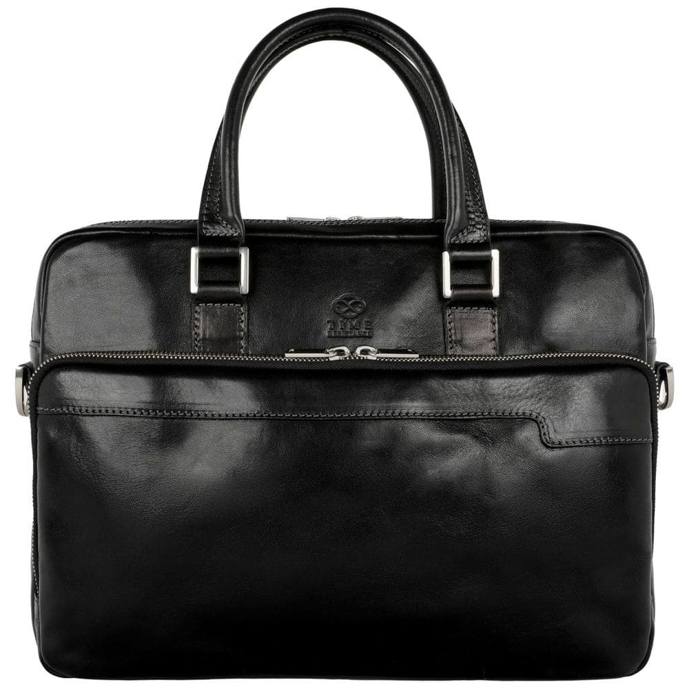 Bolsa, Maleta de Couro Masculina para Laptop, TIME RESISTANCE, Preto