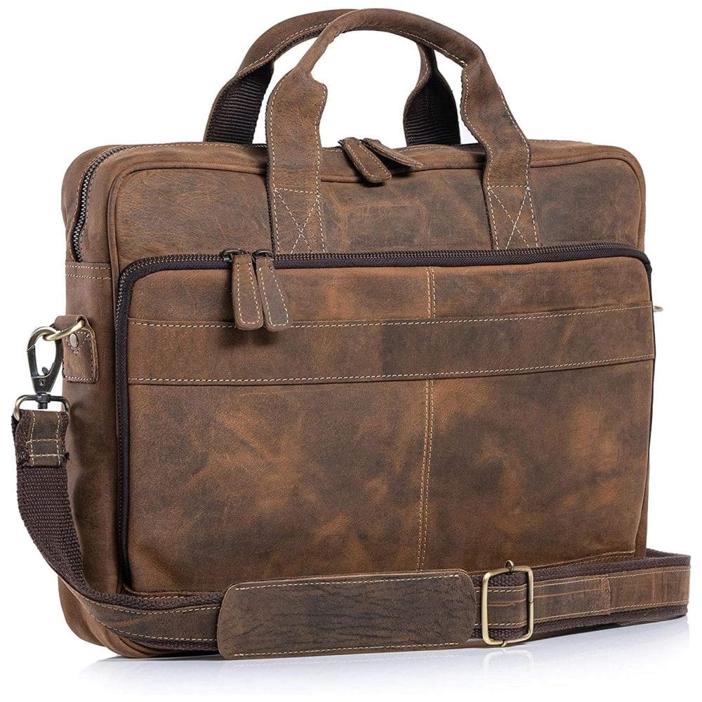 Bolsa, Maleta de Couro Masculina para Laptop, KOMALS PASSION LEATHER BC19542, Marrom