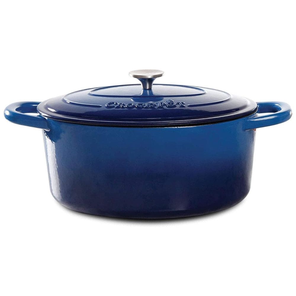 Panela de Ferro Fundido Oval 8 Litros Forno Holandês Esmaltado e Antiaderente, CROCK POT 69149.02, Azul
