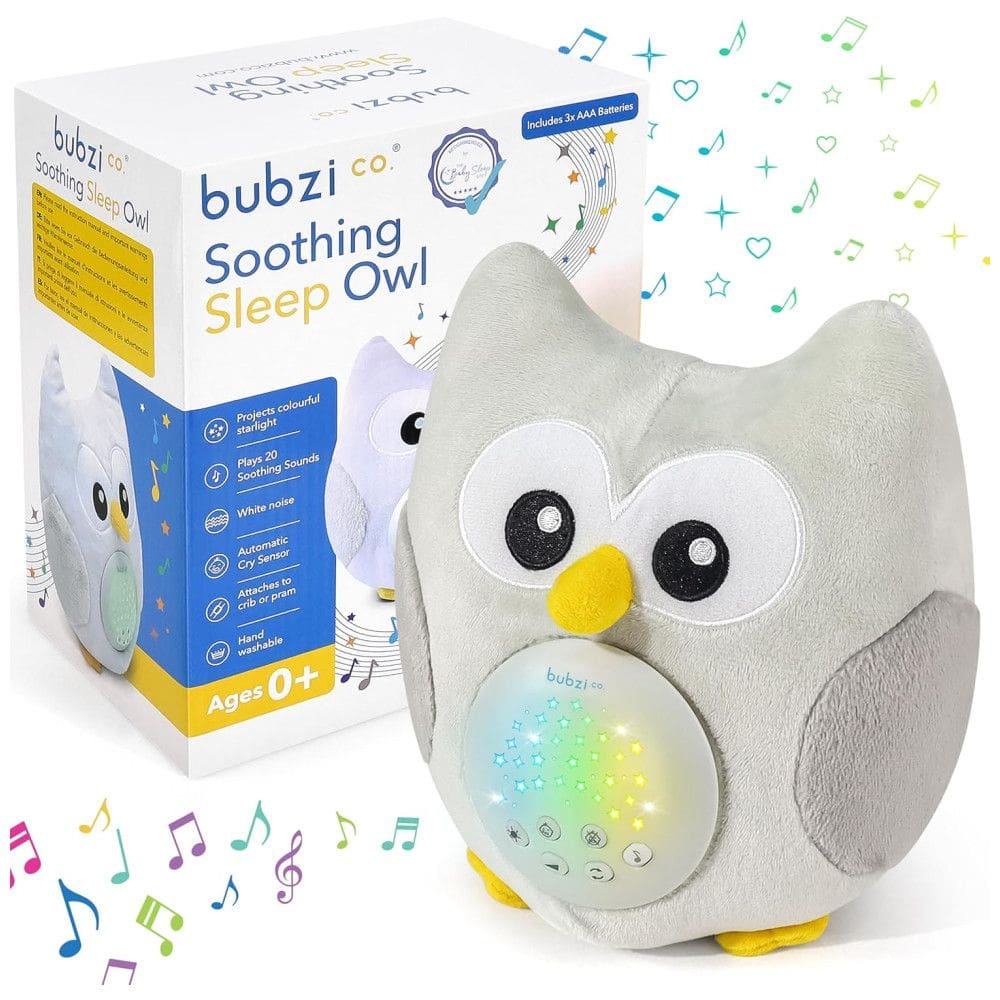 Máquina de Som Ruído para Bebês Recém Nascidos com Luzes, Passáro, BUBZI CO Owl, Branco