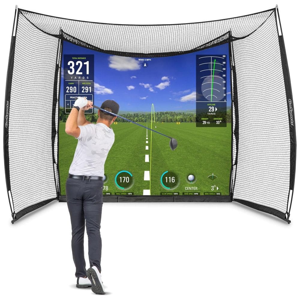 Rede de Treino para Golfe 3m x 2,4m com Rede Ultra Durável e Uma Tela de Impacto Reforçada, Projetor e Simulador não Incluído, GoSports