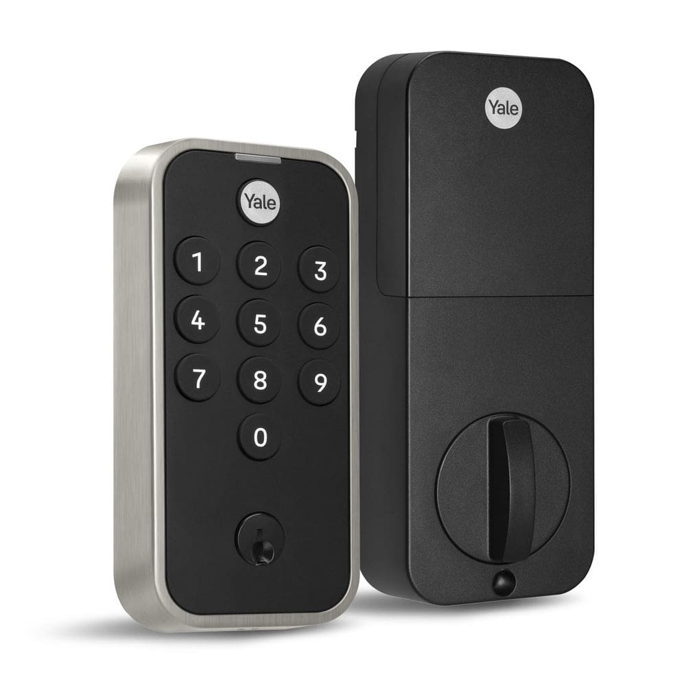 Fechadura de porta frontal Deadbolt Yale YED210-NR-619 de níquel acetinado