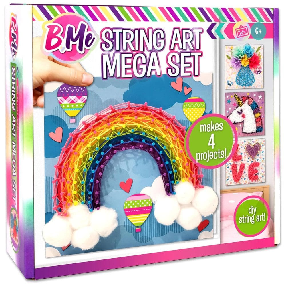 BMe Kit Faça Você Mesmo DIY 4 Quadros Tema Unicórnio em Linhas, Idade Recomendada 6 ou mais, CREATIVE KIDS, Rosa