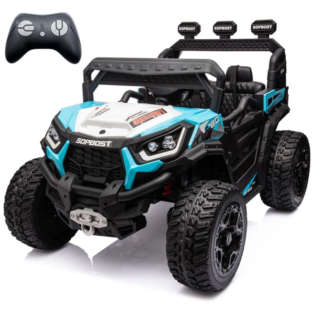 Carro Elétrico Infantil, Jeep 4X4 com Controle Remoto, Cinto de Segurança Ajustável, Luzes LED Brilhantes e Portas Duplas com Trava, 24V