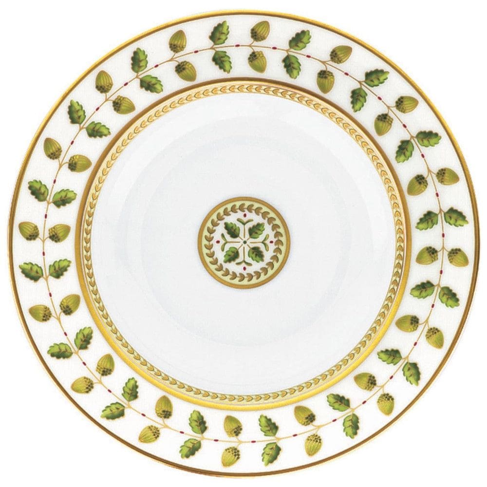 Prato Elegante com Estilo Clássico, Formato Redondo e Material de Porcelana, Bernardaud 0657023, Branco e Verde