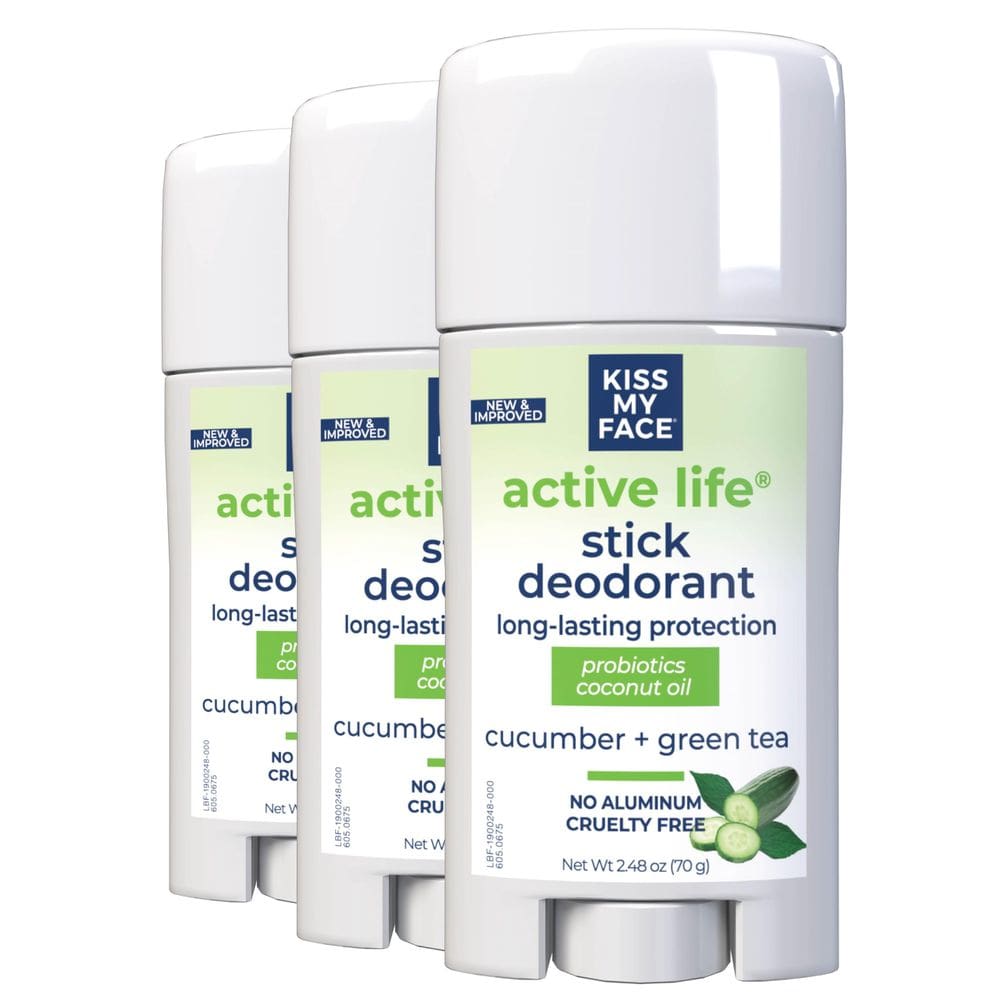 Desodorante Kiss My Face Active Life 72h Odor Control, pacote com 3