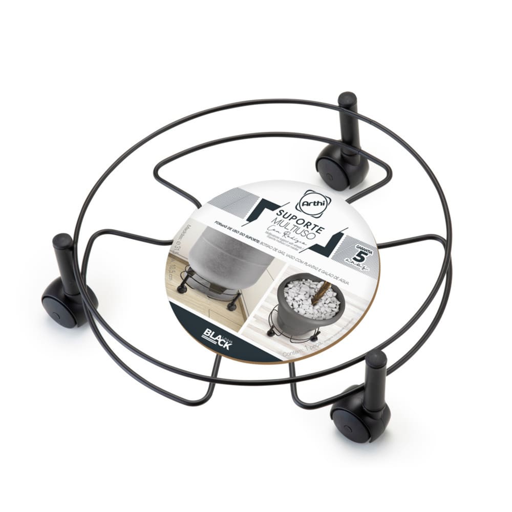 Suporte Multiuso Especial Black Com Rodízios 2557 Arthi