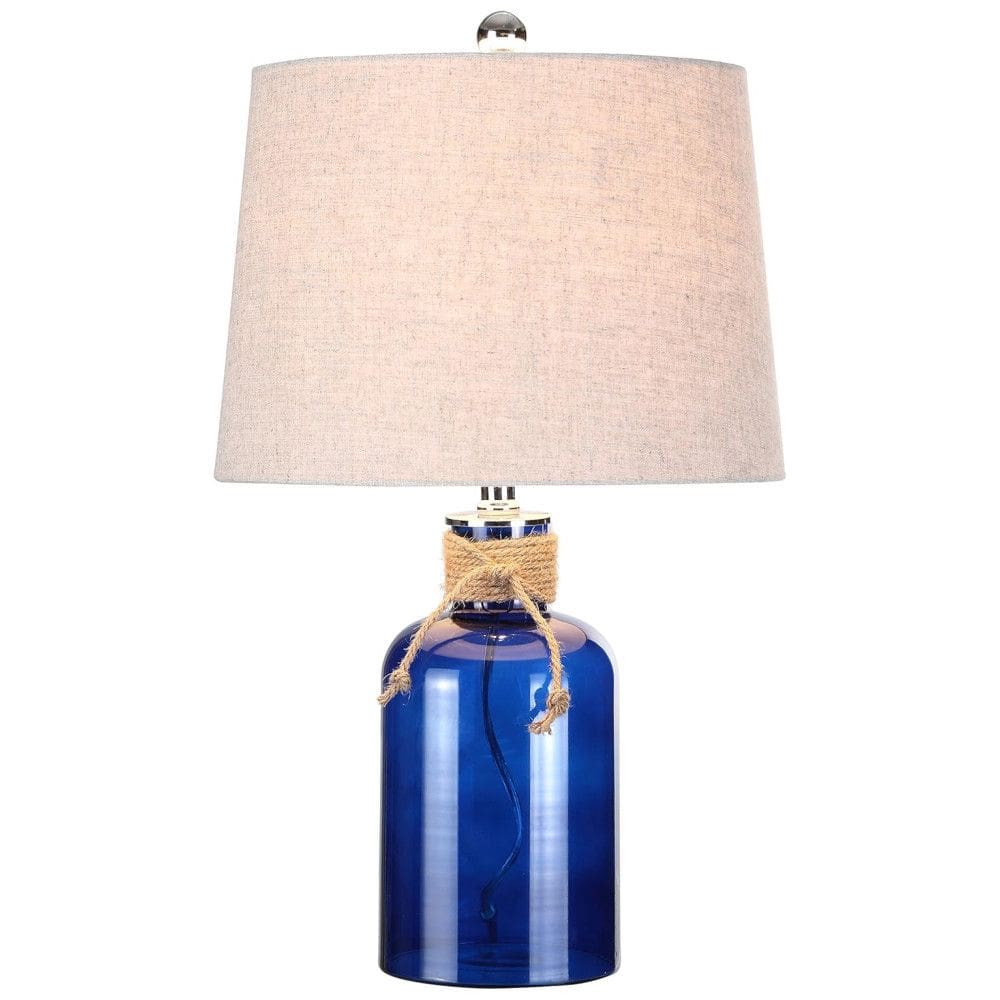 Abajur Luminária de Mesa em Vidro, Estilo Mediterrâneo Costeiro com 59 cm de Altura para Quarto, Sala de Estar e Escritório, 110V 100W