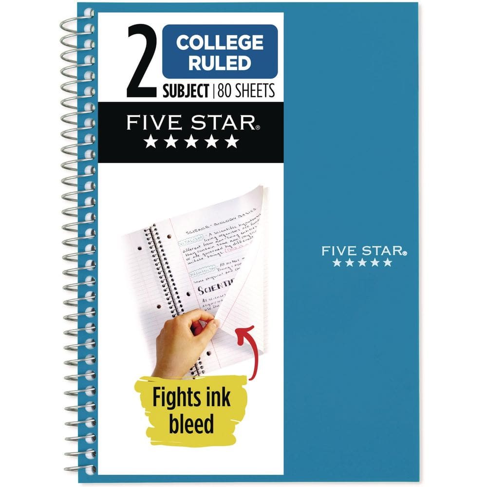 Caderno Mead Five Star 2-Subject College Rule 19x14 cm