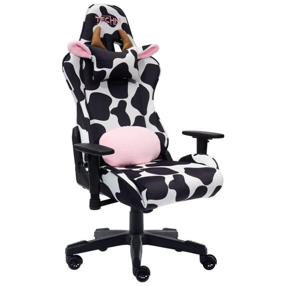 TS85 Cadeira Gamer Reclinável e Giratória com Apoio 2D Lombar e Cabeça, e Branca, TECHNI MOBILI, Preto