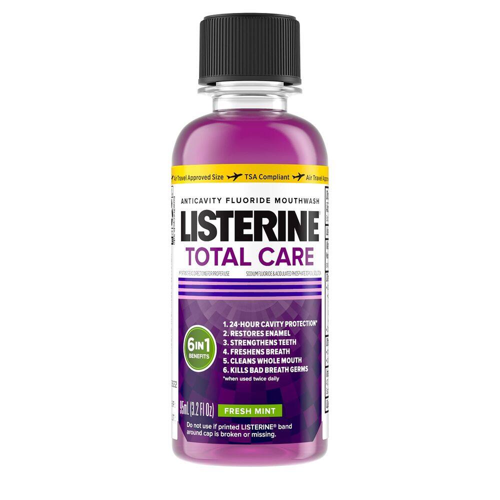 Enxaguante bucal Listerine Total Care Anticavity 95 ml, pacote com 12