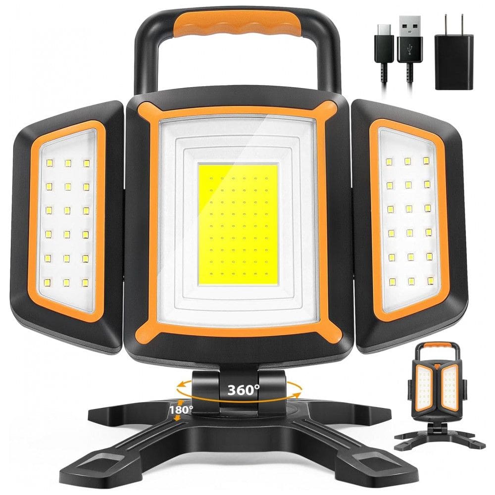 Luz de Trabalho Recarregável USB 30W 3000 Lúmens a Prova d, TRESDA, Amarelo