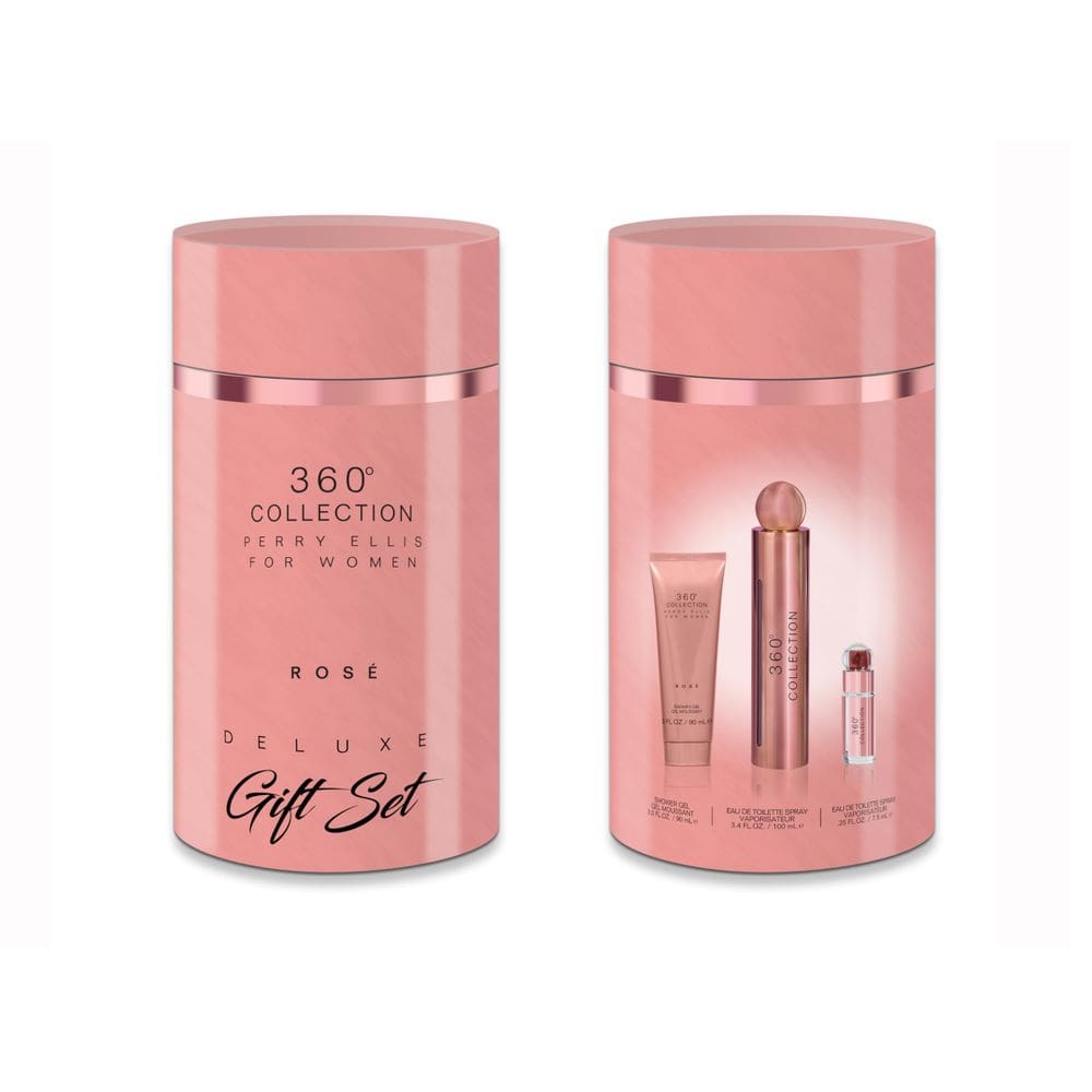 Conjunto de presente de 3 peças Perfume Perry Ellis 360° Collection Rosé 100ml