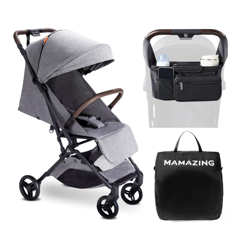 Carrinho de Bebê Ultraleve com Organizador e Almofada - Premiado Ouro Moms Choice, Compacto Avião, Dobrável com 120cm, MAMAZING