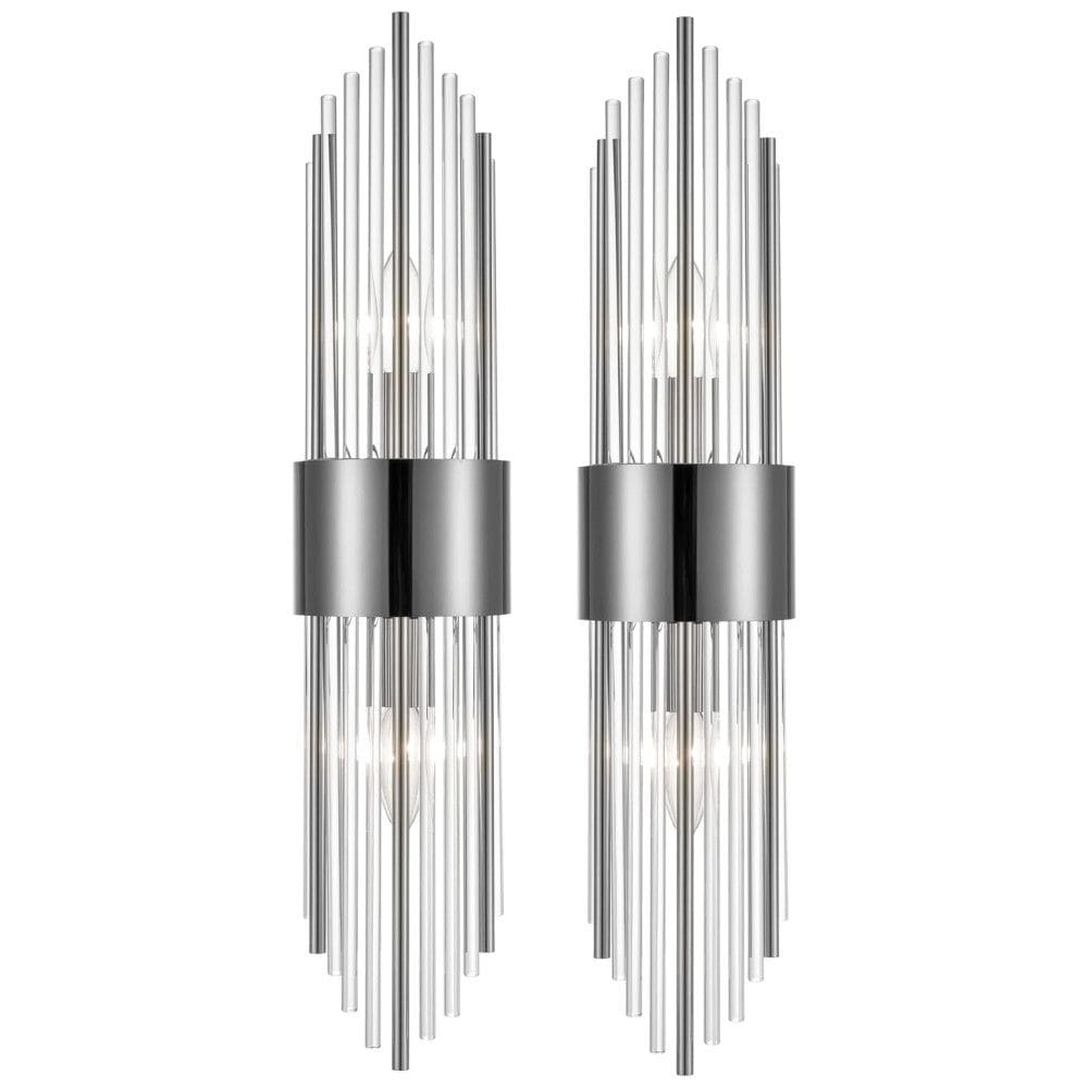 Conjunto de Luminária de Parede em Cristal de Vidro Transparente com 2 Peças, Transmissão de Luz Suave e Uniforme, 110V SHAWNKEY