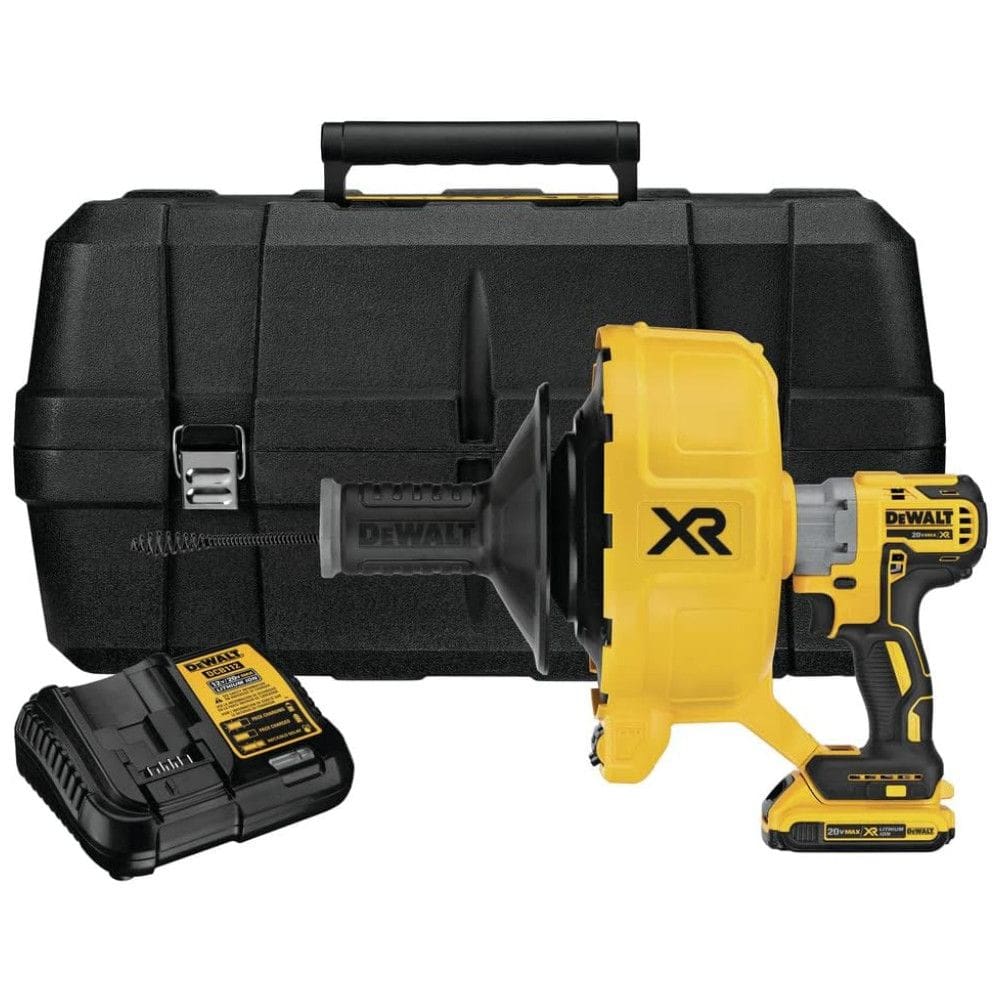 Kit Desentupidor de Canos com Bateria 20V MAX, Carregador, Maleta de Transporte, DEWALT DCD200D1, Amarelo