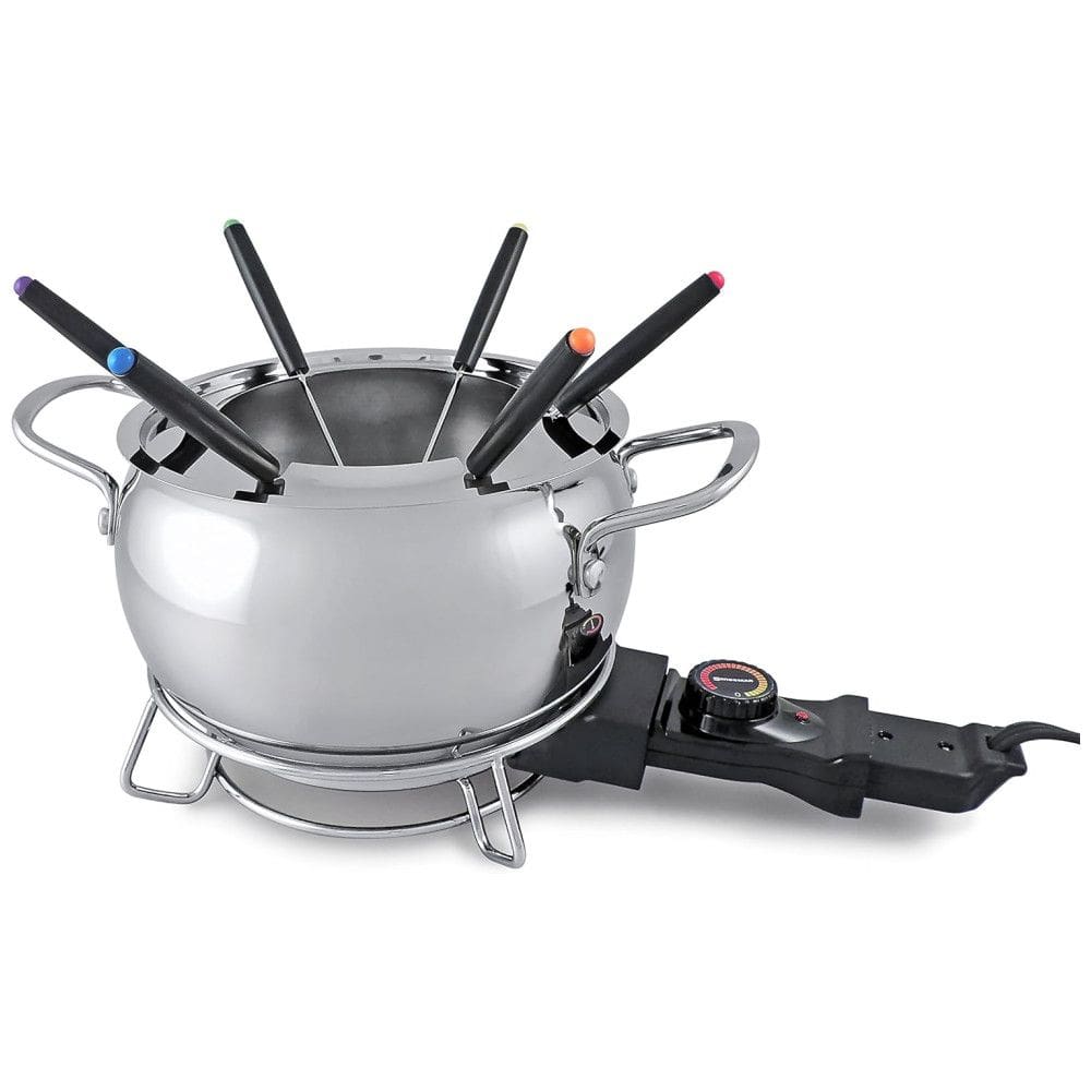 Panela de Fondue Elétrica com 6 Garfos Aço Inoxidável, 1000W, 110v, SWISSMAR, Prateado