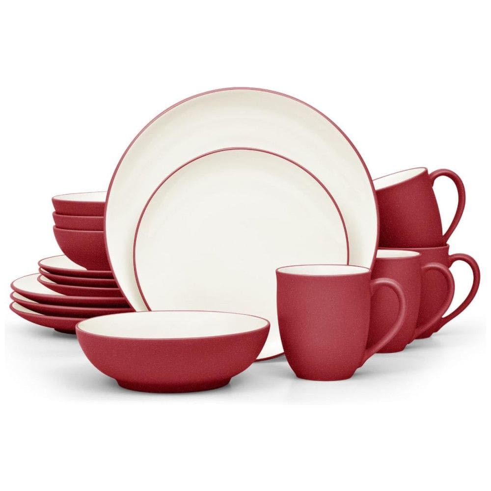 Aparelho de Jantar para Todas as Ocasiões com 16 Peças, Formato Redondo e Material de Cerâmica, Noritake, Vermelho