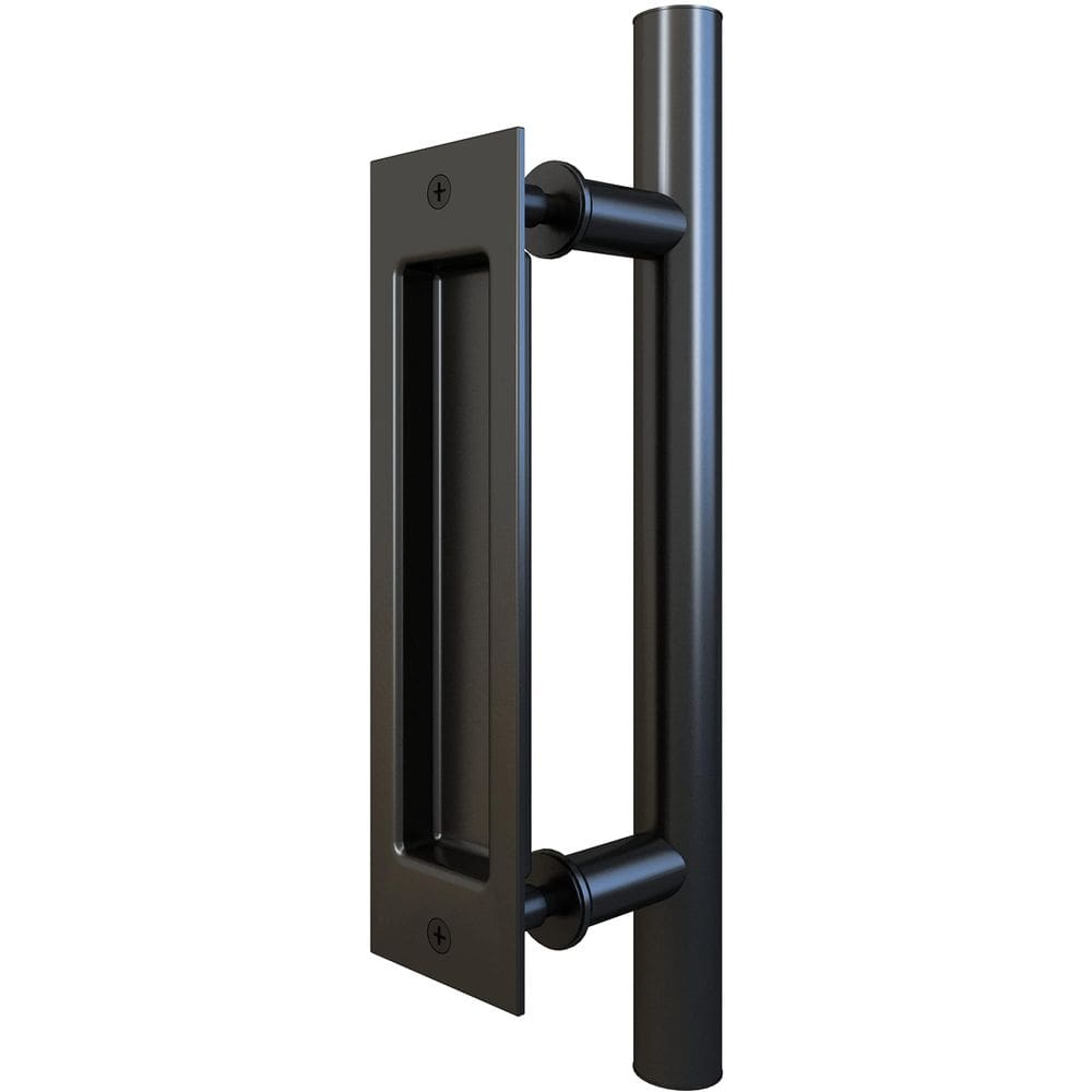 Conjunto de puxadores de porta deslizante Stone Harbor 20 cm Flush 30 cm Bar Black