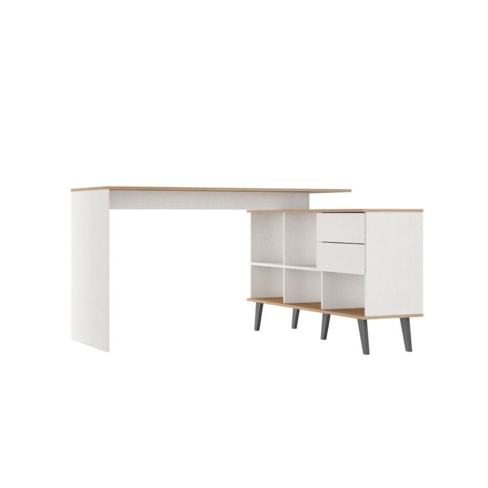 Mesa Escrivaninha em L 137x128cm 2 Gavetas 5 Nichos 0747 Menu Moveis