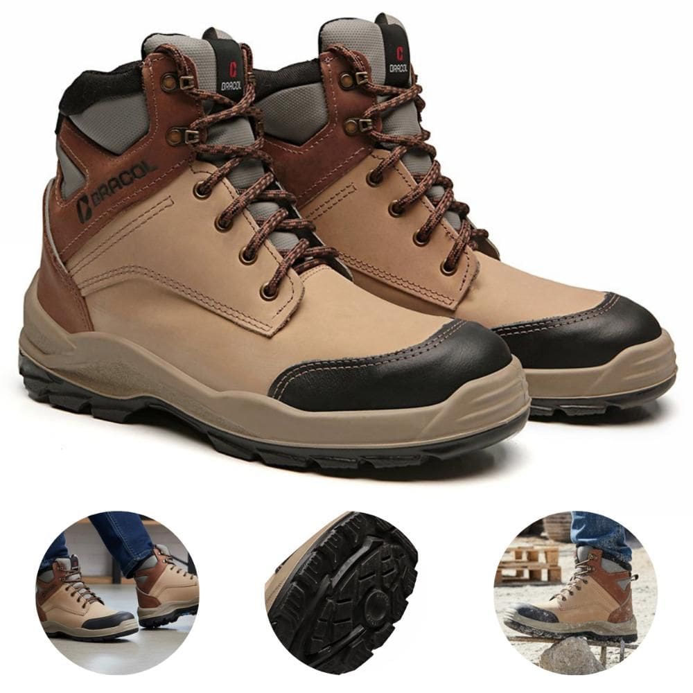Bota Botina de Segurança Bico Plástico Couro Horizon Everest CA 40872 Bracol