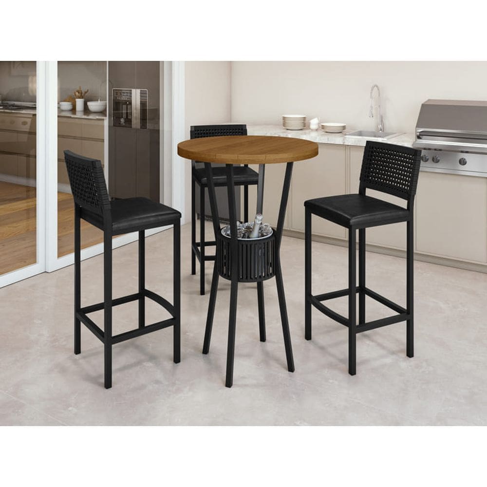 Bistrô Completo com Cooler com 3 Banquetas Paonanda Decor