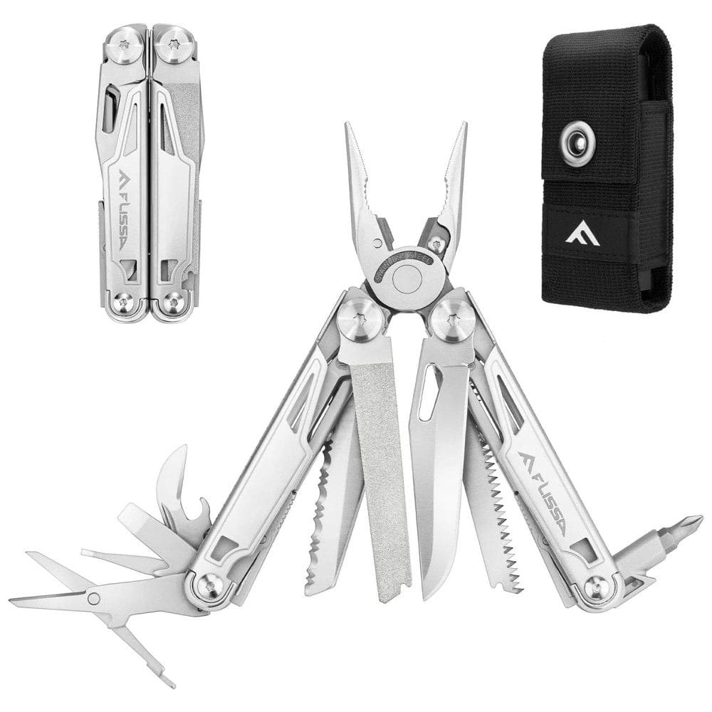Alicate Multifuncional 16 em 1, Aço Inoxidável com Estojo de Nylon, Flissa, Prata