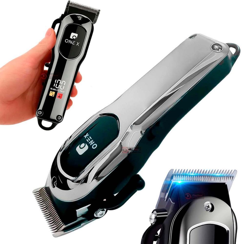 Maquina de Cabelo Acabamento Barba E Pelos, Maquininha Forte 10W 7000 RPM Silenciosa Com Display LCD Recarregavel USB
