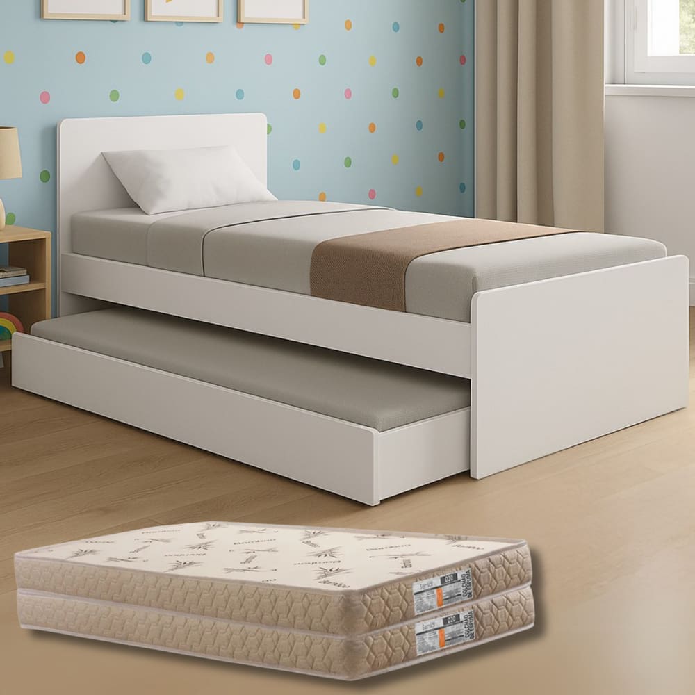 Bicama Beliche JM Solteiro Bibox com Colchões D33