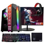 Computador PC Gamer Completo TOB Core i7 SSD 960GB 16GB VGA GT730 4GB Windows 10 Pro Trial + Teclado/Mouse + Mouse Pad + Headset + Monitor 21.5