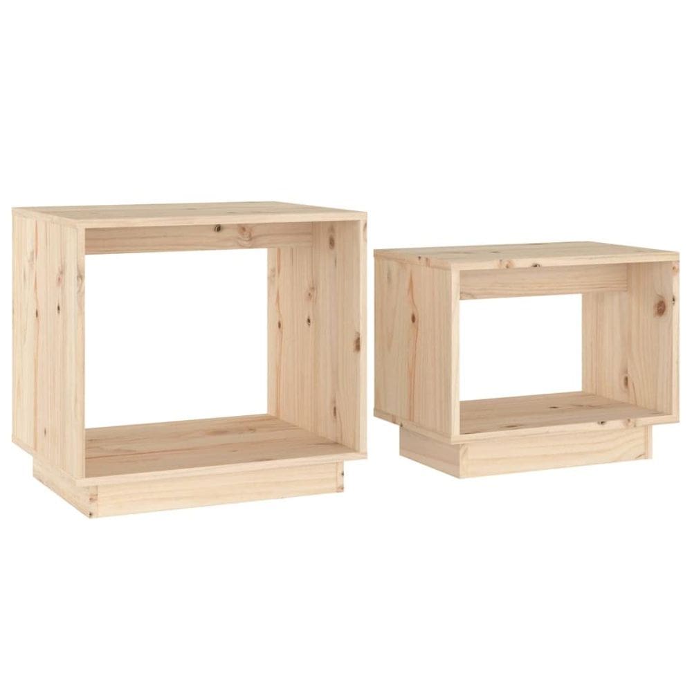Mesas de café Nesting VidaXL Solid Pinewood, conjunto de 2 marrons