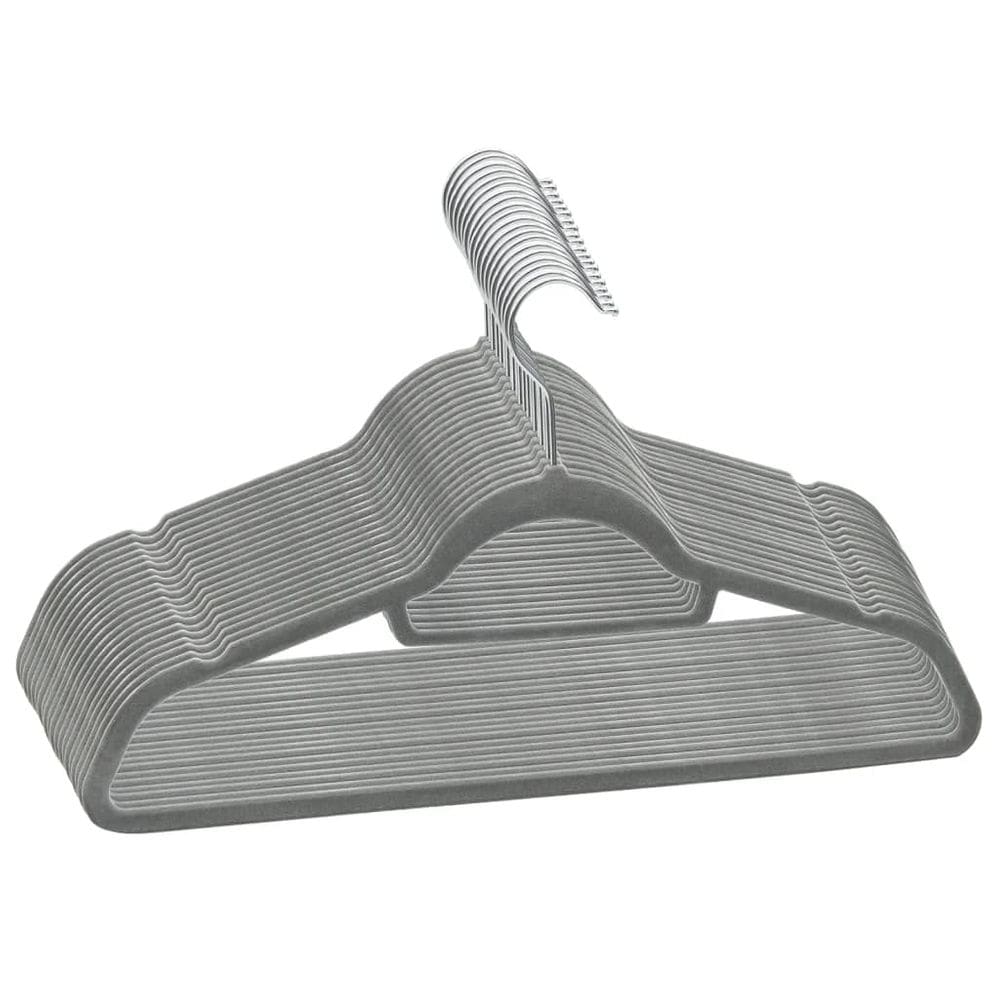 Conjunto de 50 cabides de roupa robustos revestidos de veludo cinza vidaXL